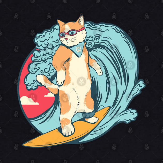 Cat surfing by sharukhdesign